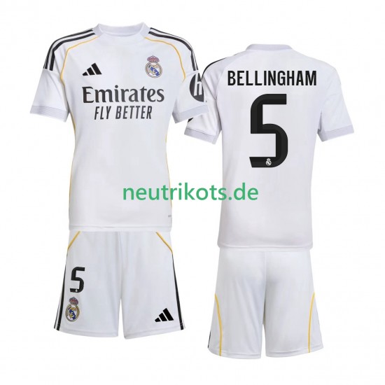 Fußballtrikot Real Madrid Jude Bellingham 5 Kinder Heim 2025-2026 Kurzarm