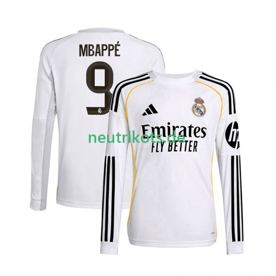 Fußballtrikot Real Madrid Mbappé Kylian 9 Herren Heim 2025-2026 Langarm