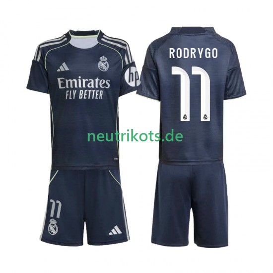 Fußballtrikot Real Madrid Rodrygo 11 Kinder Auswärts 2025-2026 Kurzarm