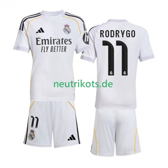 Fußballtrikot Real Madrid Rodrygo 11 Kinder Heim 2025-2026 Kurzarm