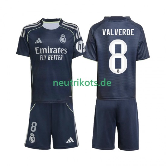 Fußballtrikot Real Madrid Valverde 8 Kinder Auswärts 2025-2026 Kurzarm