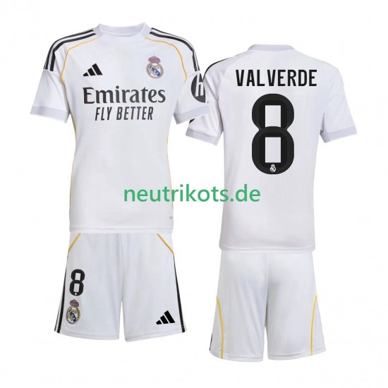 Fußballtrikot Real Madrid Valverde 8 Kinder Heim 2025-2026 Kurzarm