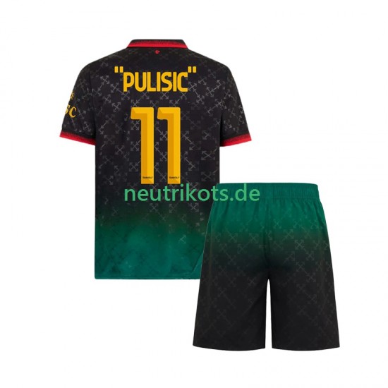 Fußballtrikot AC Mailand Christian Pulisic 11 Kinder Viertes 2024-2025 Kurzarm