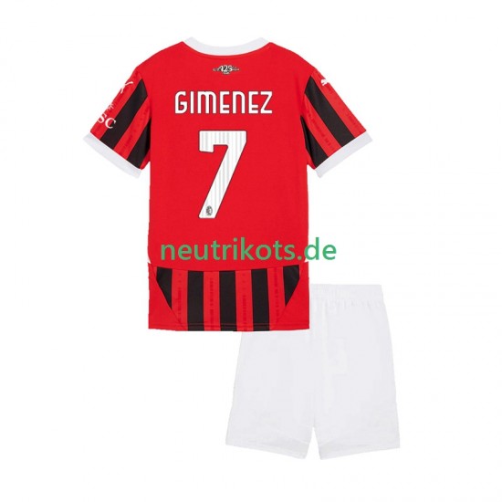 Fußballtrikot AC Mailand Santiago Gimenez 7 Kinder Heim 2024-2025 Kurzarm