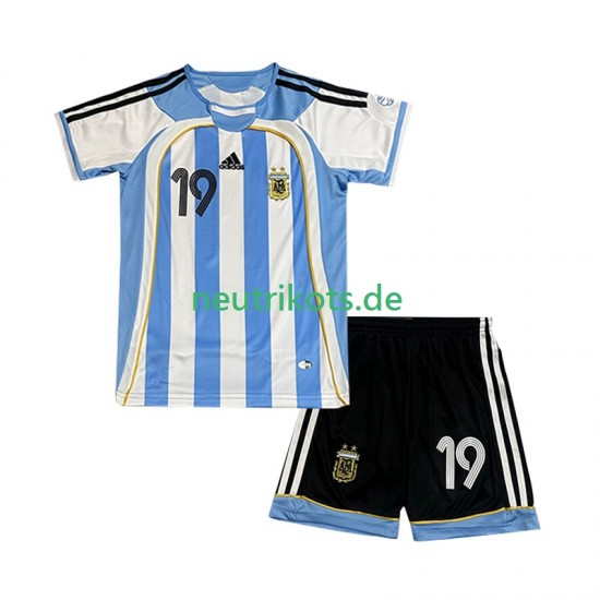 Fußballtrikot Argentinien Lionel Messi 19 Retro Kinder Heim 2006 Kurzarm