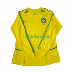 Fußballtrikot Brasilien 2002 Retro Herren Heim Langarm
