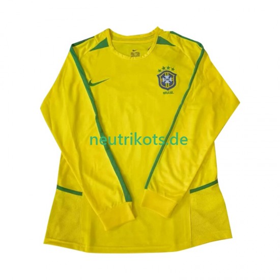 Fußballtrikot Brasilien 2002 Retro Herren Heim Langarm