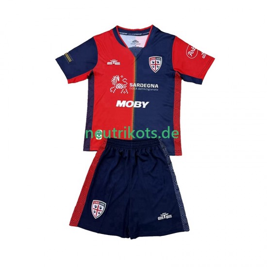 Fußballtrikot Cagliari Kinder Heim 2024-2025 Kurzarm