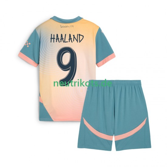 Fußballtrikot Manchester City Haaland 9 Kinder Viertes 2024-2025 Kurzarm