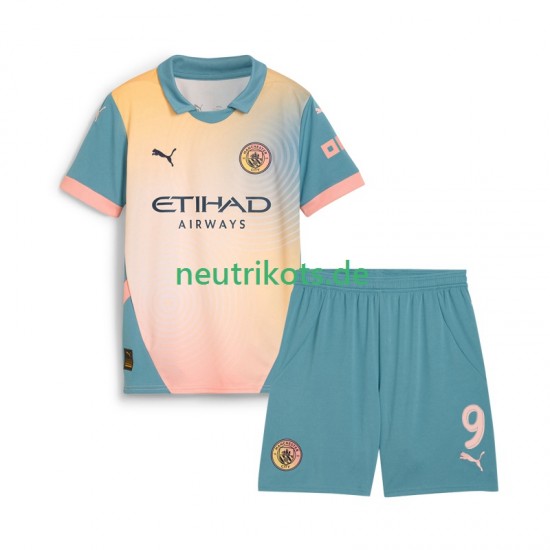 Fußballtrikot Manchester City Haaland 9 Kinder Viertes 2024-2025 Kurzarm