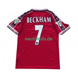 Fußballtrikot Manchester United Beckham 7 1998 Retro Herren Heim 1999 Kurzarm