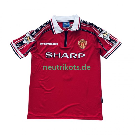 Fußballtrikot Manchester United Beckham 7 1998 Retro Herren Heim 1999 Kurzarm