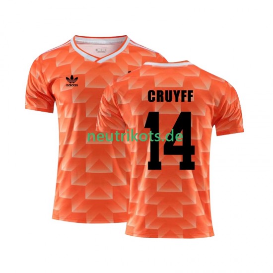 Fußballtrikot Niederlande Cruyff 14 1988 Retro Herren Heim Kurzarm