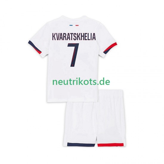Fußballtrikot Paris Saint-Germain Khvicha Kvaratskhelia 7 Kinder Auswärts 2024-2025 Kurzarm