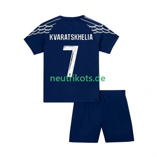 Fußballtrikot Paris Saint-Germain Khvicha Kvaratskhelia 7 Kinder Viertes 2024-2025 Kurzarm