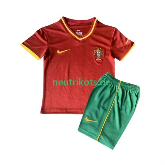 Fußballtrikot Portugal 2000 Retro Kinder Heim Kurzarm