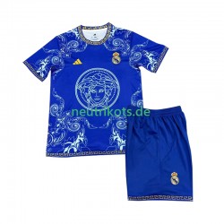 Fußballtrikot Real Madrid Versace Blue Edition Kinder Heim 2024-2025 Kurzarm