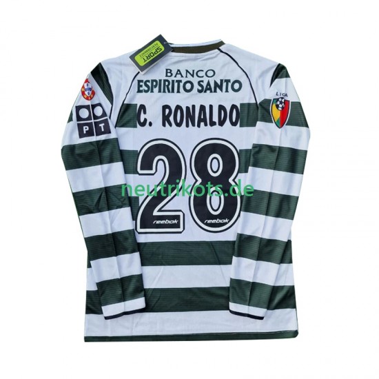 Fußballtrikot Sporting CP Cristiano Ronaldo 28 2001 2003 Retro Herren Heim Langarm