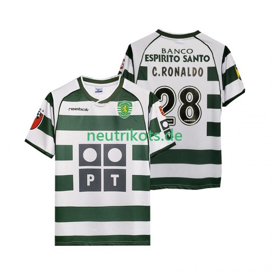 Fußballtrikot Sporting CP Cristiano Ronaldo 28 2001 2003 Retro Herren Heim Kurzarm
