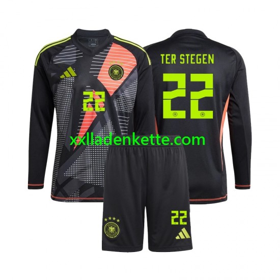 Fußballtrikot Deutschland Ter Stegen 22 Torwart Kinder Heim Euro 2024 Langarm