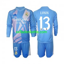 Fußballtrikot Real Madrid Andriy Lunin 13 Torwart Kinder Heim 2024-2025 Langarm
