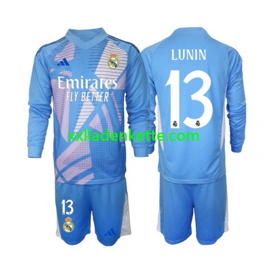 Fußballtrikot Real Madrid Andriy Lunin 13 Torwart Kinder Heim 2024-2025 Langarm
