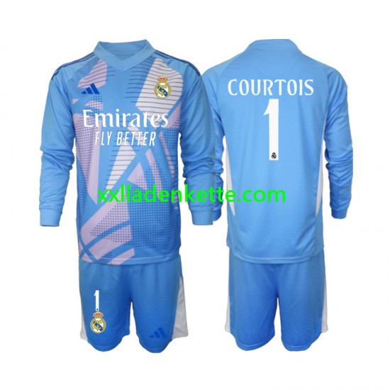 Fußballtrikot Real Madrid Thibaut Courtois 1 Torwart Kinder Heim 2024-2025 Langarm