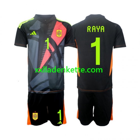 Fußballtrikot Spanien David Raya 1 Torwart Kinder Auswärts Euro 2024 Kurzarm