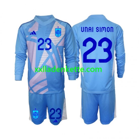 Fußballtrikot Spanien Unai Simon 23 Torwart Kinder Heim Euro 2024 Langarm