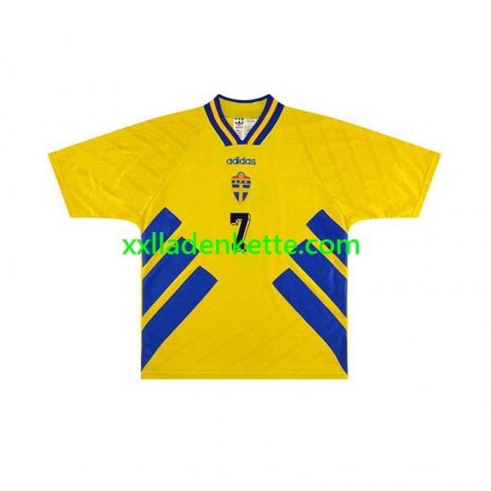 Fußballtrikot Schweden Henrik Larsson 7 Retro Herren Heim 1994 Kurzarm