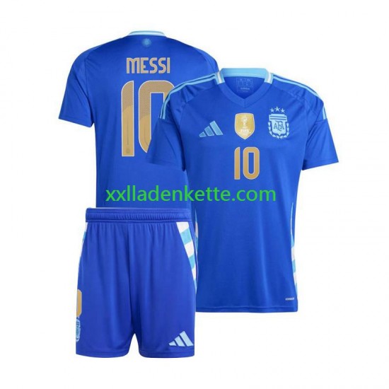 Fußballtrikot Argentinien Lionel Messi 10 Kinder Auswärts Copa America 2024 Kurzarm