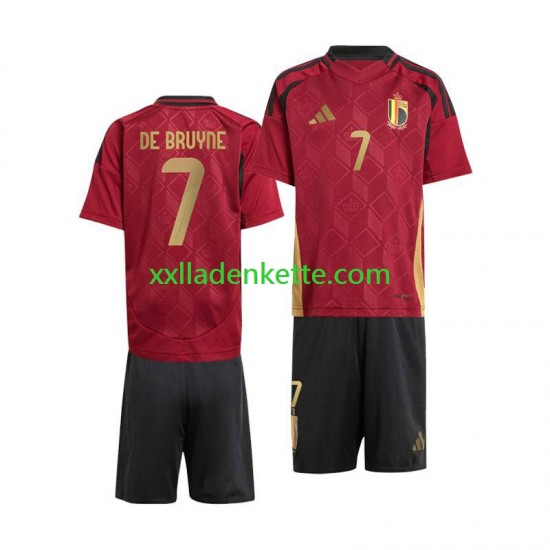 Fußballtrikot Belgien De Bruyne 7 Kinder Heim Euro 2024 Kurzarm