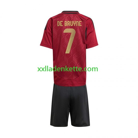 Fußballtrikot Belgien De Bruyne 7 Kinder Heim Euro 2024 Kurzarm