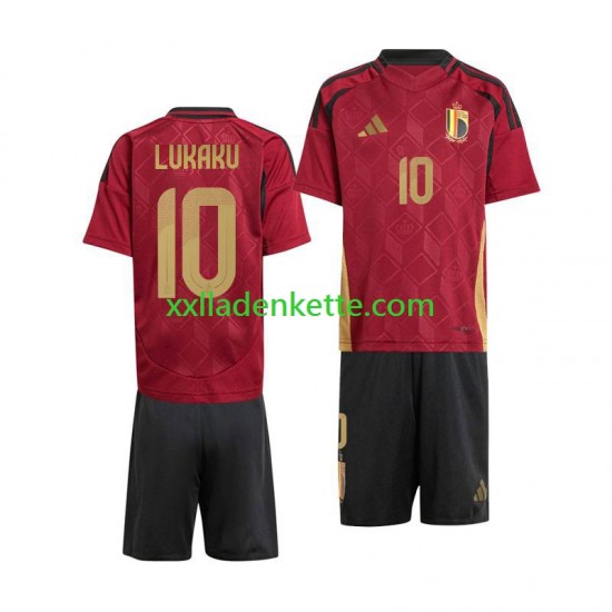 Fußballtrikot Belgien Romelu Lukaku 10 Kinder Heim Euro 2024 Kurzarm