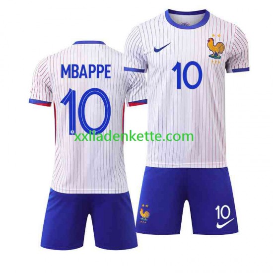 Fußballtrikot Frankreich Mbappé 10 Kinder Auswärts Euro 2024 Kurzarm