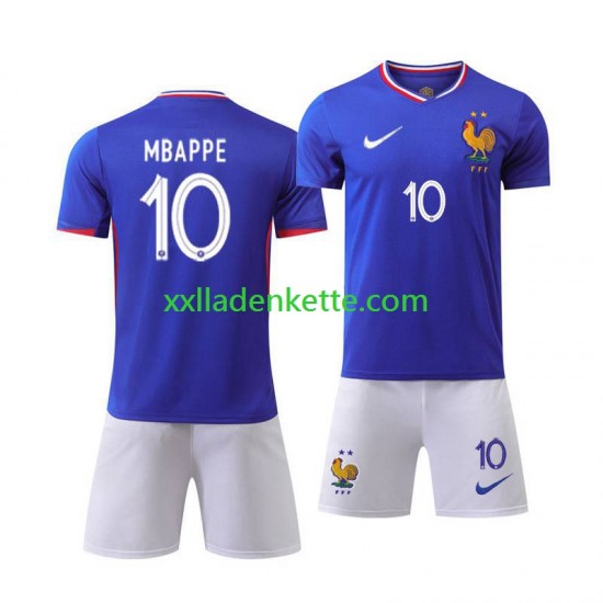 Fußballtrikot Frankreich Mbappé 10 Kinder Heim Euro 2024 Kurzarm