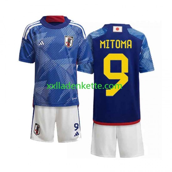 Fußballtrikot Japan Mitoma 9 Kinder Heim World Cup 2022 Kurzarm