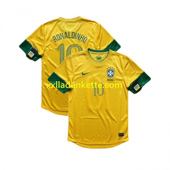 Fußballtrikot Brasilien RONALDINHO 10 2012 Retro Herren Heim Kurzarm