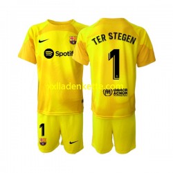 Fußballtrikot FC Barcelona Ter Stegen 1 Torwart Kinder Viertes 2022-2023 Kurzarm