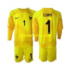 Fußballtrikot Frankreich Hugo Lloris 1 Torwart Kinder Ausweich World Cup 2022 Langarm