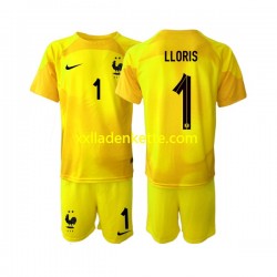 Fußballtrikot Frankreich Hugo Lloris 1 Torwart Kinder Ausweich World Cup 2022 Kurzarm
