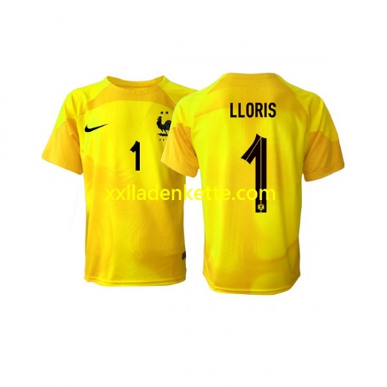 Fußballtrikot Frankreich Hugo Lloris 1 Torwart Herren Ausweich World Cup 2022 Kurzarm