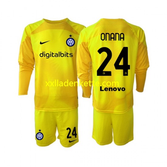Fußballtrikot Inter Mailand Andre Onana 24 Torwart Kinder Auswärts 2022-2023 Langarm
