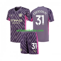 Fußballtrikot Manchester City Ederson Moraes 31 Torwart Kinder Auswärts 2023-2024 Kurzarm
