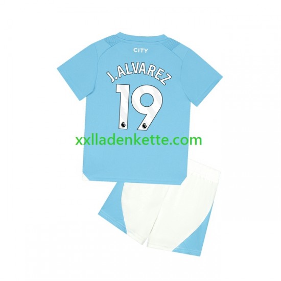 Fußballtrikot Manchester City J. ALVAREZ 19 Kinder Heim 2023-2024 Kurzarm