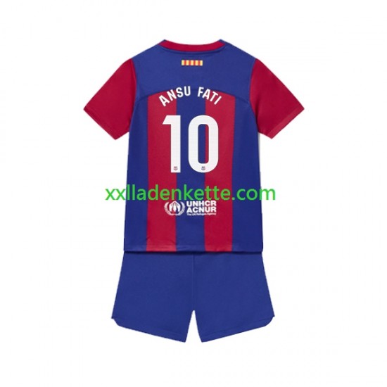 Fußballtrikot FC Barcelona Ansu Fati 10 Kinder Heim 2023-2024 Kurzarm