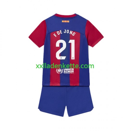 Fußballtrikot FC Barcelona Frenkie de Jong 21 Kinder Heim 2023-2024 Kurzarm