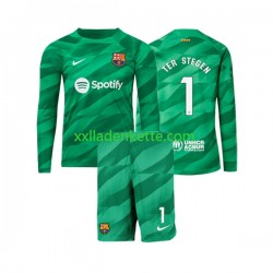 Fußballtrikot FC Barcelona Ter Stegen 1 Torwart Kinder Heim 2023-2024 Langarm