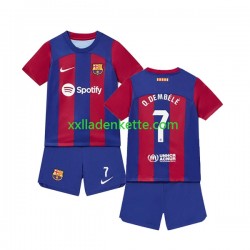 Fußballtrikot FC Barcelona Ousmane Dembele 7 Kinder Heim 2023-2024 Kurzarm