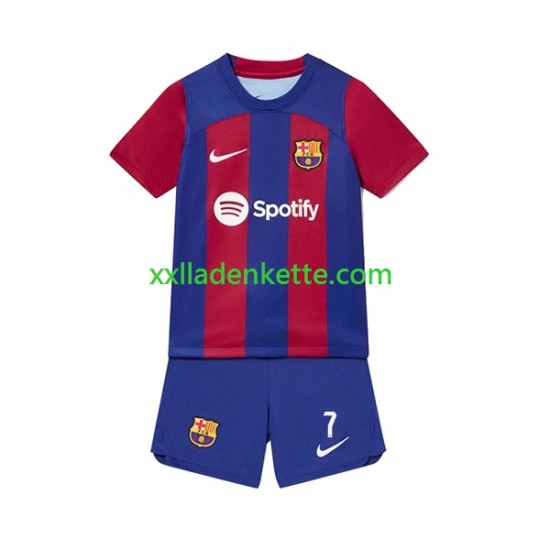 Fußballtrikot FC Barcelona Ousmane Dembele 7 Kinder Heim 2023-2024 Kurzarm